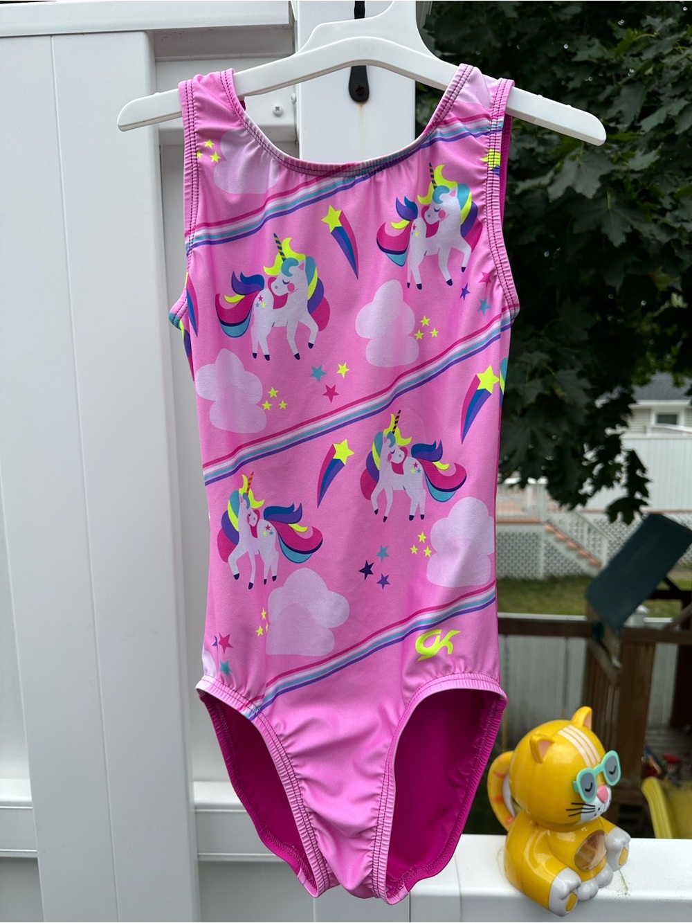 GK Elite girls large unicorn leotard